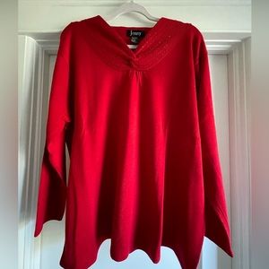 Red Sweater Embellished with Small Sequins, 2X